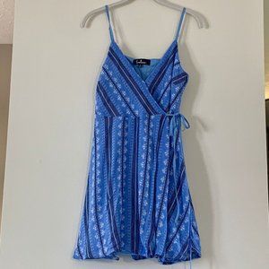 Lulu's Blue Mini Wrap Dress Small